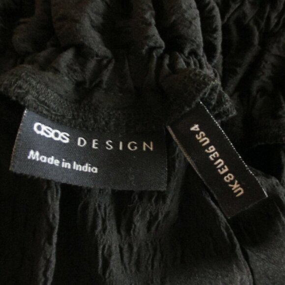 ASOC DESIGN Cami Puff Texture Black Adjustable Shoulder Straps Size 4 NEW - Picture 7 of 8